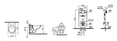 Комплект унитаза с инсталляцией Vitra Normus 9773B003-7200 с сиденьем Микролифт и кнопкой смыва Хром
