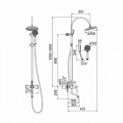 Душевая система Iddis Oldie OLDBR3Fi06 Бронза