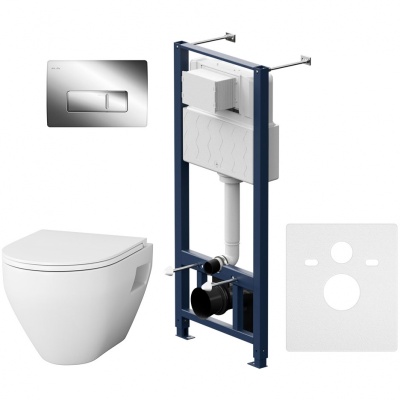 Комплект унитаза с инсталляцией AM.PM Spirit V2.0 FlashClean IS48051.701738 с сиденьем Микролифт и клавишей смыва Хром