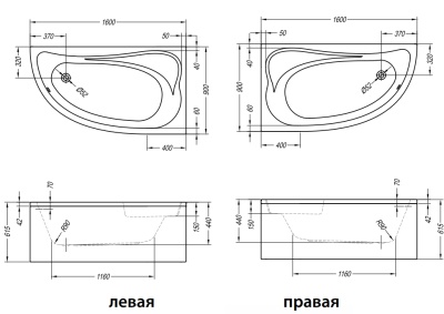 Акриловая ванна Kolpa San Calando 160x90 R Basis