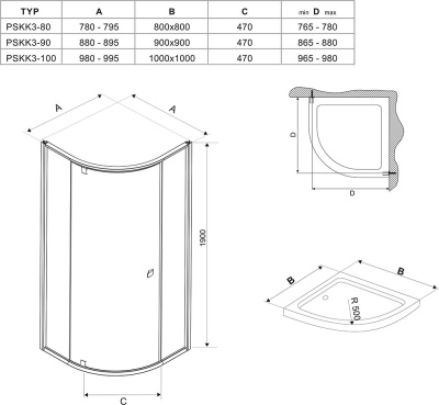 Душевой уголок Ravak Brilliant BSKK3-80 L хром+транспарент