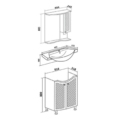 Мебель для ванной Runo Милано 65 Белая