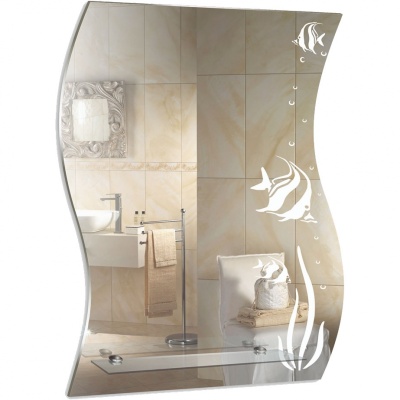 Зеркало Mixline Шарм Немо 51 525462 с полкой с пескоструйным рисунком