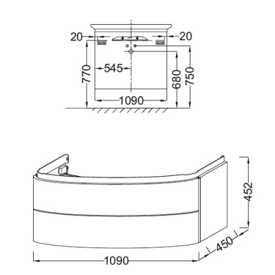 Тумба под раковину Jacob Delafon Presquile 130 EB1105-G1C подвесная Белая глянцевая