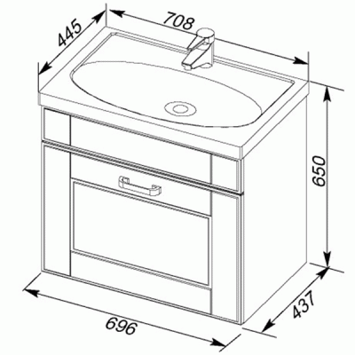 Комплект мебели для ванной Aquanet Рондо 70 195698 подвесной Белый