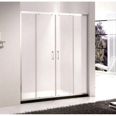 Душевая дверь в нишу Gemy Victoria 140х190 две раздвижные двери профиль Хром стекло прозрачное