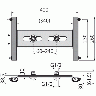 Монтажная рама Alcaplast A117B для смесителя Черная Хром