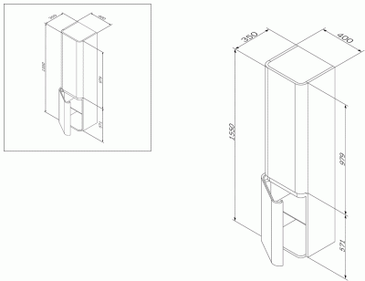 Шкаф пенал AM.PM Sensation 40 L M30CHL0406GG подвесной Мятный