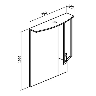 Зеркало со шкафом Runo Севилья 75 R Белое