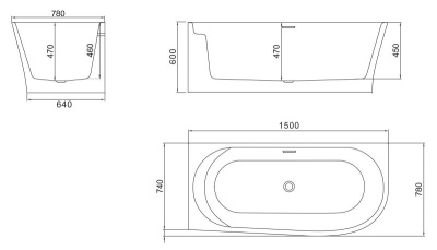 Акриловая ванна BelBagno BB410-1500-780-R 150х78 без гидромассажа