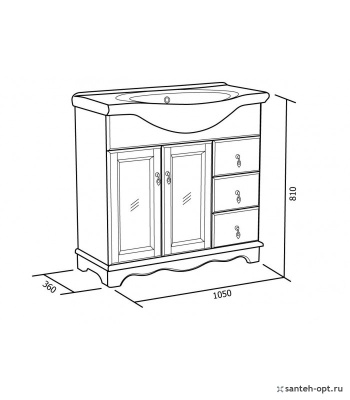 Тумба под раковину Good Wood Варна 3 105 Белая