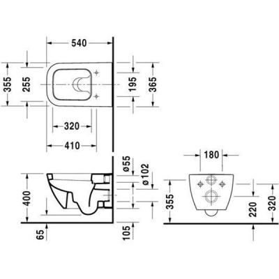 Унитаз Duravit Happy D 2 2221090000 подвесной без крышки-сиденья