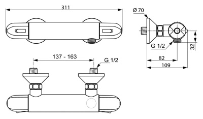 Смеситель для душа Ideal Standard Ceratherm A6420AA Хром