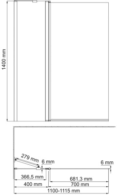Шторка на ванну WasserKRAFT Berkel 110x140 48P02-110LM профиль Серебристый стекло матовое Шторка на ванну WasserKRAFT Berkel 110x140 48P02-110LM профиль Серебристый стекло матовое