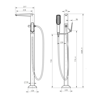 Смеситель для ванны Boheme Venturo 379 напольный Хром