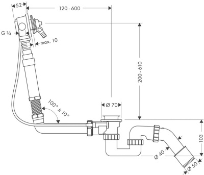 Слив-перелив Hansgrohe Exafill 58126180 Хром