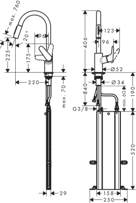Смеситель для кухни Hansgrohe Focus M4116-H240 73880000 Хром