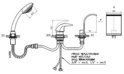 Смеситель на борт ванны Rav Slezak Dunaj D467.5Y хром