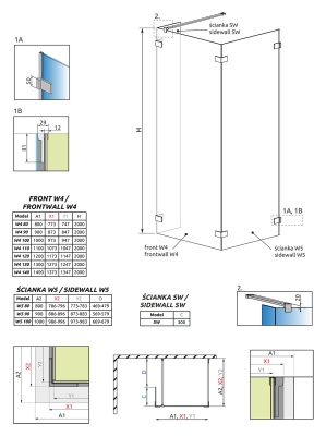 Душевая стенка Radaway Euphoria IV W4 Walk-in 80 фурнитура Хром стекло прозрачное