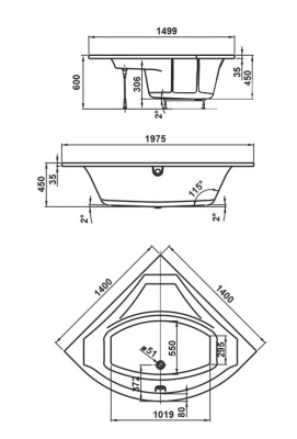 Акриловая ванна Vagnerplast Veronela 140x140 без гидромассажа