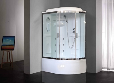 Душевая кабина Royal Bath ВК 120x80 RB8120BK2-T-CH-L с гидромассажем стекло прозрачное задние стенки Белые