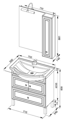 Тумба под раковину Aquanet Стайл 75 181500 Белая 181500