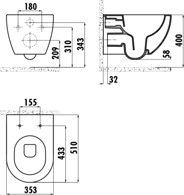 Унитаз Creavit Free FE322-11CB00E-0000 подвесной Белый без сиденья