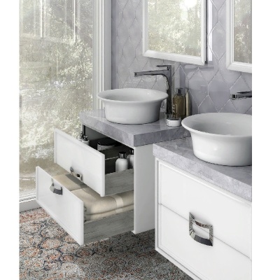 Тумба под раковину Kerama Marazzi Canaletto 60 2 ящика Белая матовая