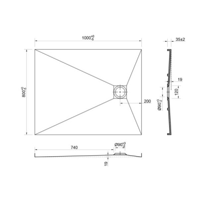 Душевой поддон из искусственного камня Vincea VST-2SR28010W 100x80 Белый матовый