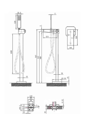 Смеситель для ванны Black&White Universe U6982 Хром Белый матовый