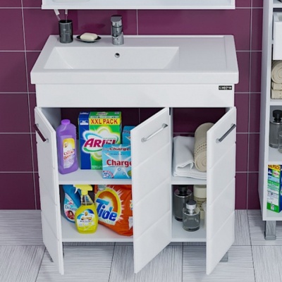 Тумба с раковиной СанТа Омега 80 П Белая