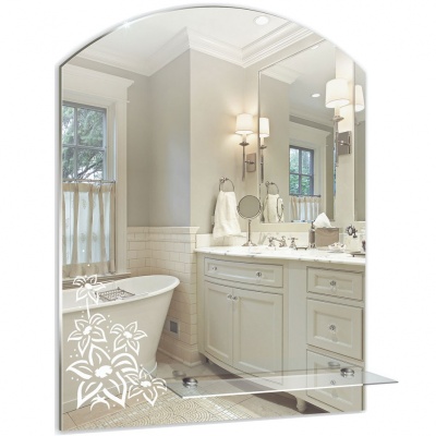 Зеркало Mixline Шарм Анис 54 525454 с полкой с пескоструйным рисунком