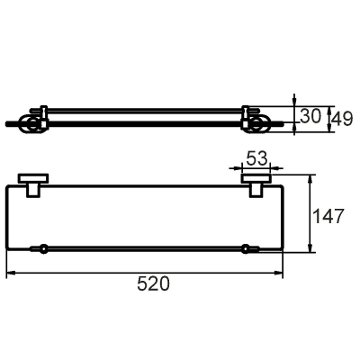 Стеклянная полка Milardo Solomon SOLSMG0M44 с бортиком Хром