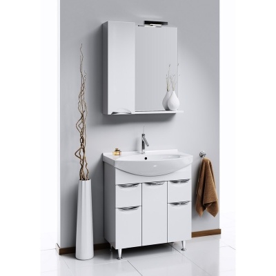 Зеркало со шкафом Aqwella Лайн 75 Li.02.07 с подсветкой Белое