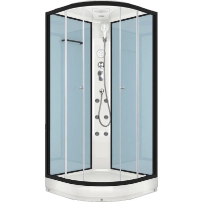 Душевая кабина Domani-Spa Delight 88 80x80 DS01D88LDbCl10 с гидромассажем профиль Черный задние стенки Синие