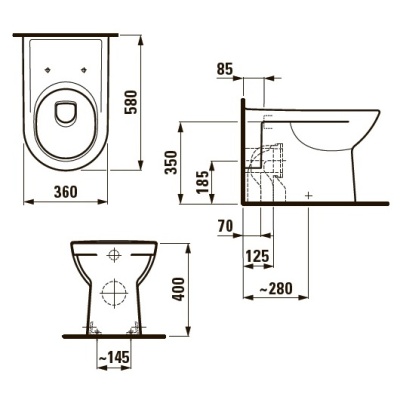 Унитаз Laufen Pro 8.2295.1 приставной без сиденья