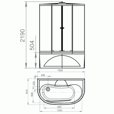 Душевая кабина Domani-Spa Neat High 150x80 DS01N158HWM00 профиль Белый задние стенки Белые