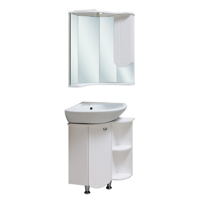 Зеркало со шкафом Runo Бис 55 угловое R Белое