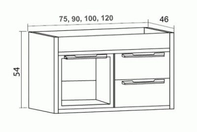 Тумба с раковиной SanVit Новелла Lux New 90 с фактурой под дерево подвесная Венге