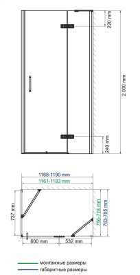 Душевой уголок WasserKRAFT Aller 10H 120x80 Черный Хром