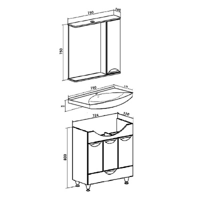 Мебель для ванной Runo Барселона 75 Белая