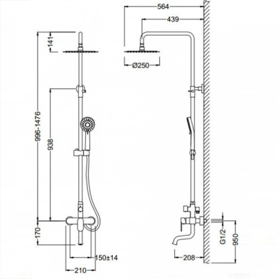 Душевая стойка Schein Track 493KS /8003055PT Хром