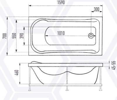 Акриловая ванна Eurolux Bath Akra 160х70 E101607002 без гидромассажа