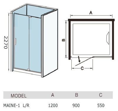 Душевая кабина WeltWasser WW1000 Maine-1 120x90 10000001657 R профиль Хром стекло прозрачное