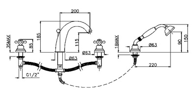 Смеситель на борт ванны Gattoni Vivaldi 12400 CO