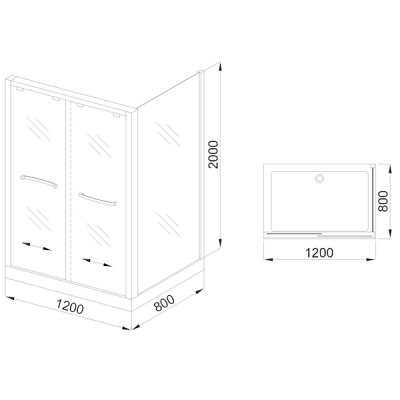 Душевой уголок Royal Bath RB-L-2011-1200-8L 120х80 без поддона профиль Хром стекло прозрачное