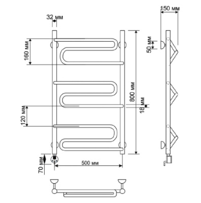 Электрический полотенцесушитель Secado Валенсия 50х80 Бронза