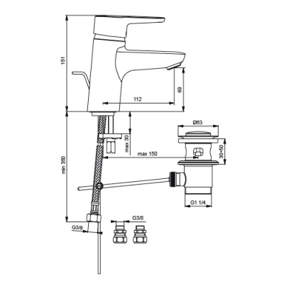 Смеситель для раковины Ideal Standard Connect B9914AA Хром