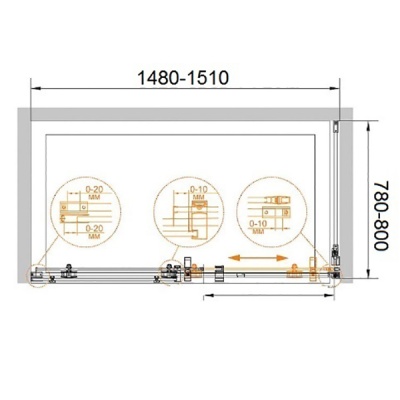 Душевой уголок Cezares Stylus-M AH-1 150x80 профиль Хром стекло прозрачное