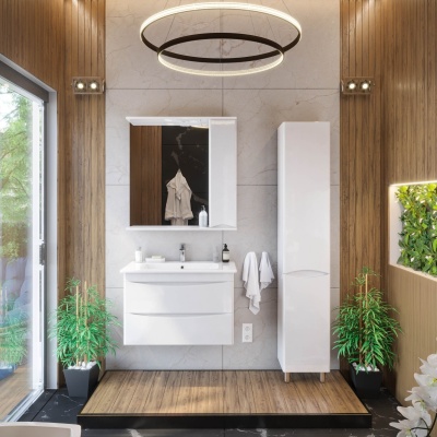 Зеркало со шкафом San Star Smile 80 160.1-2.5.1. с подсветкой Белое